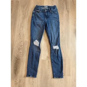 Good American Mid-Rise Distressed Skinny Jeans with Stretch – Size 2 / 26